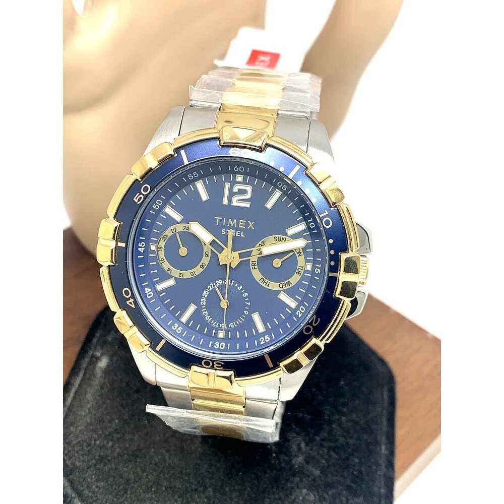 Timex Men's Watch TW2T50700 Quartz Blue Dial Two Tone Stainless Steel 44mm
